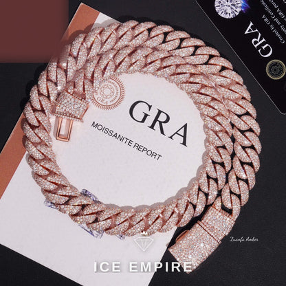 Iced Out 14K Gold Moissanite Cuban Chain