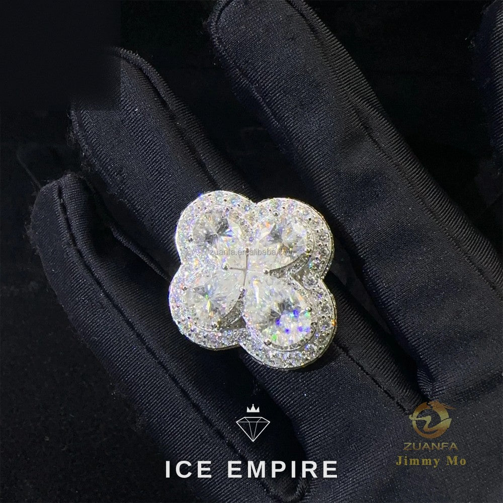 Iced Out Cross 925 Silver Moissanite Ring