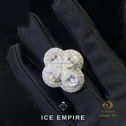 Iced Out Cross 925 Silver Moissanite Ring