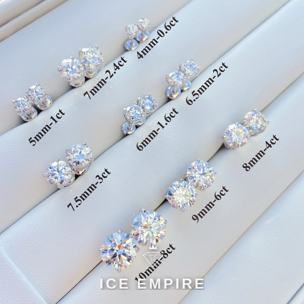 Iced Out 925 Silver Moissanite Stud Earrings