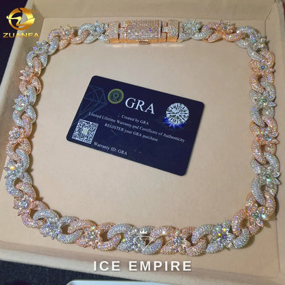 Iced Out Rose Gold Plated Moissanite Cuban Chain