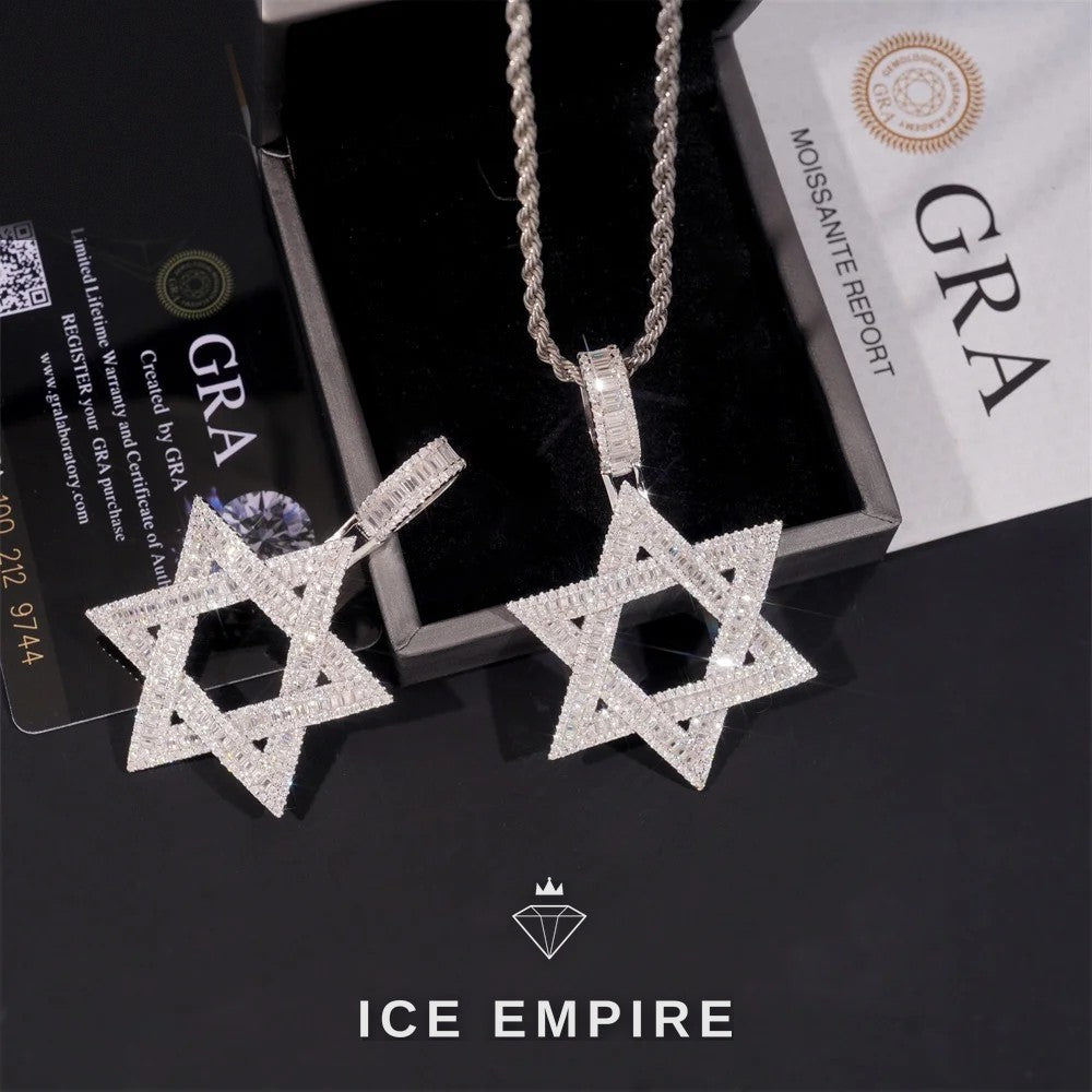 Iced Out Baguette Rose Gold Plated Moissanite Pendant