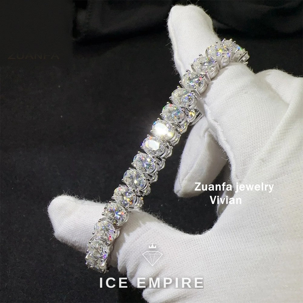 Iced Out 925 Silver Moissanite Tennis Chain