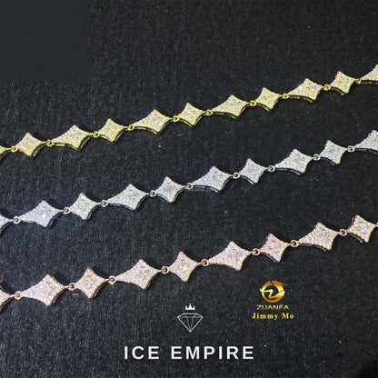 Iced Out Cluster Rose Gold Plated Moissanite Cuban Chain