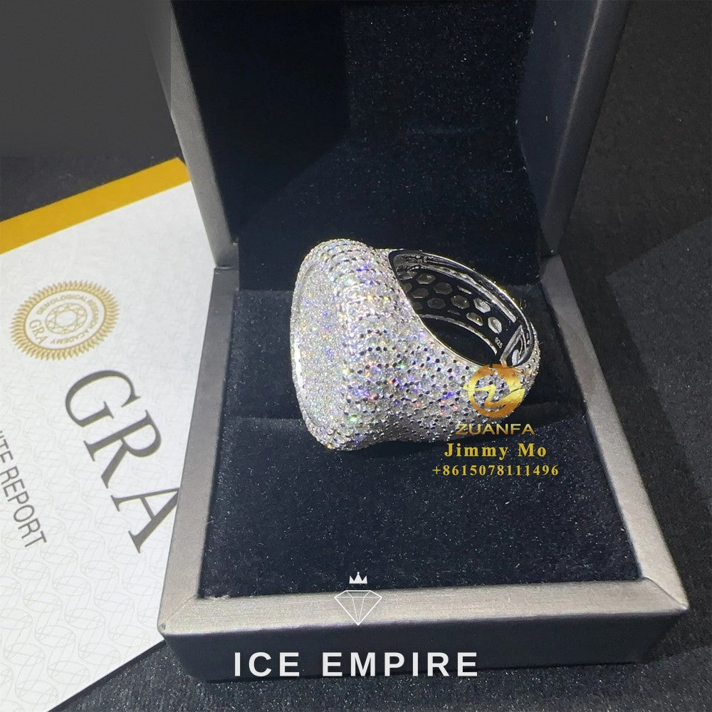 Iced Out 925 Silver Moissanite Ring
