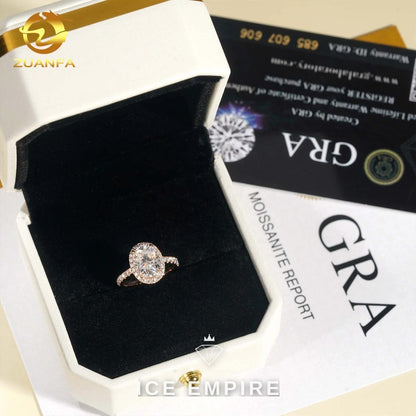 Iced Out Rose Gold Moissanite Engagement Ring