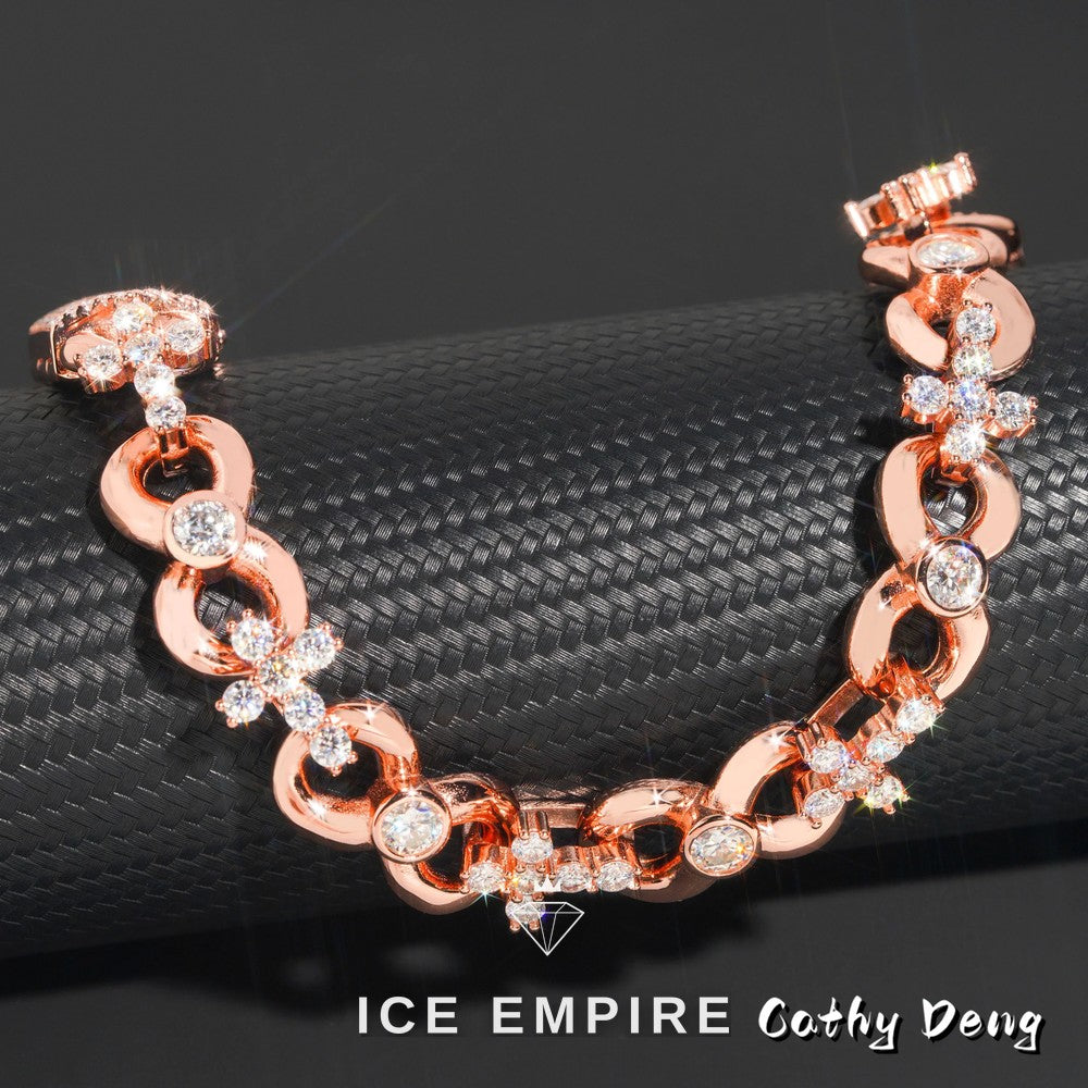 Iced Out Cross 925 Silver Moissanite Cuban Chain