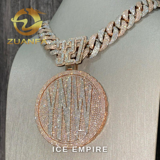 Iced Out Baguette Rose Gold Plated Moissanite Cuban Chain