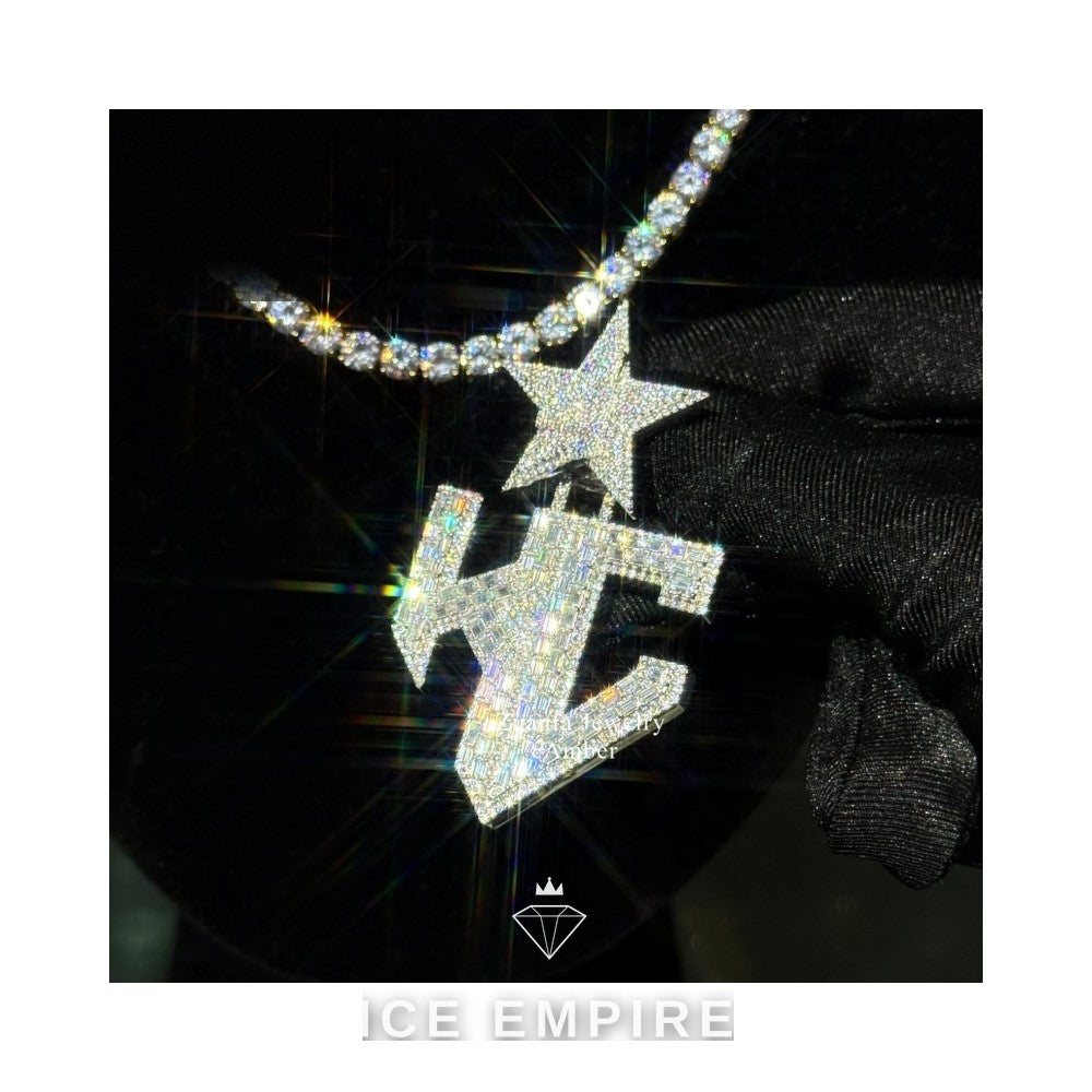 Iced Out Baguette Rose Gold Plated Moissanite Pendant