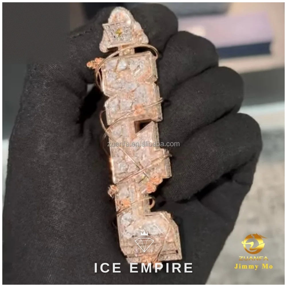 Iced Out Rose Gold Moissanite Pendant