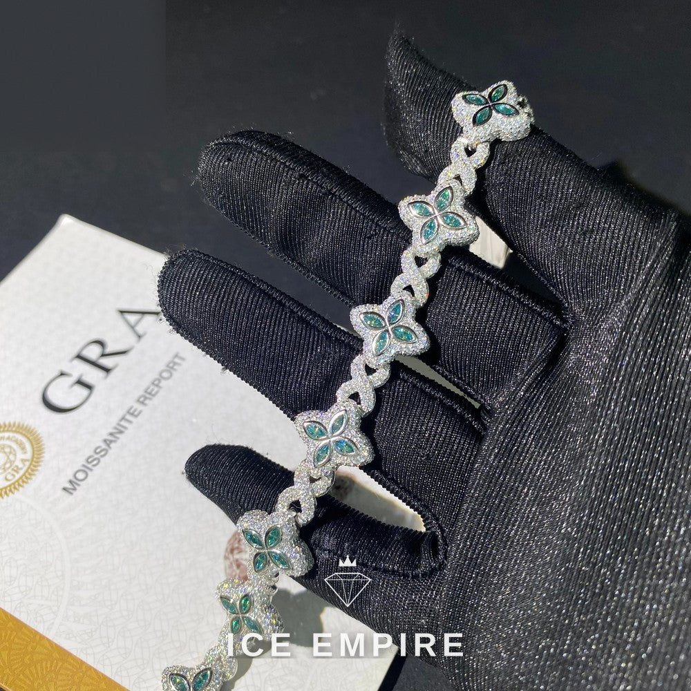 Iced Out 925 Silver Moissanite Cuban Chain