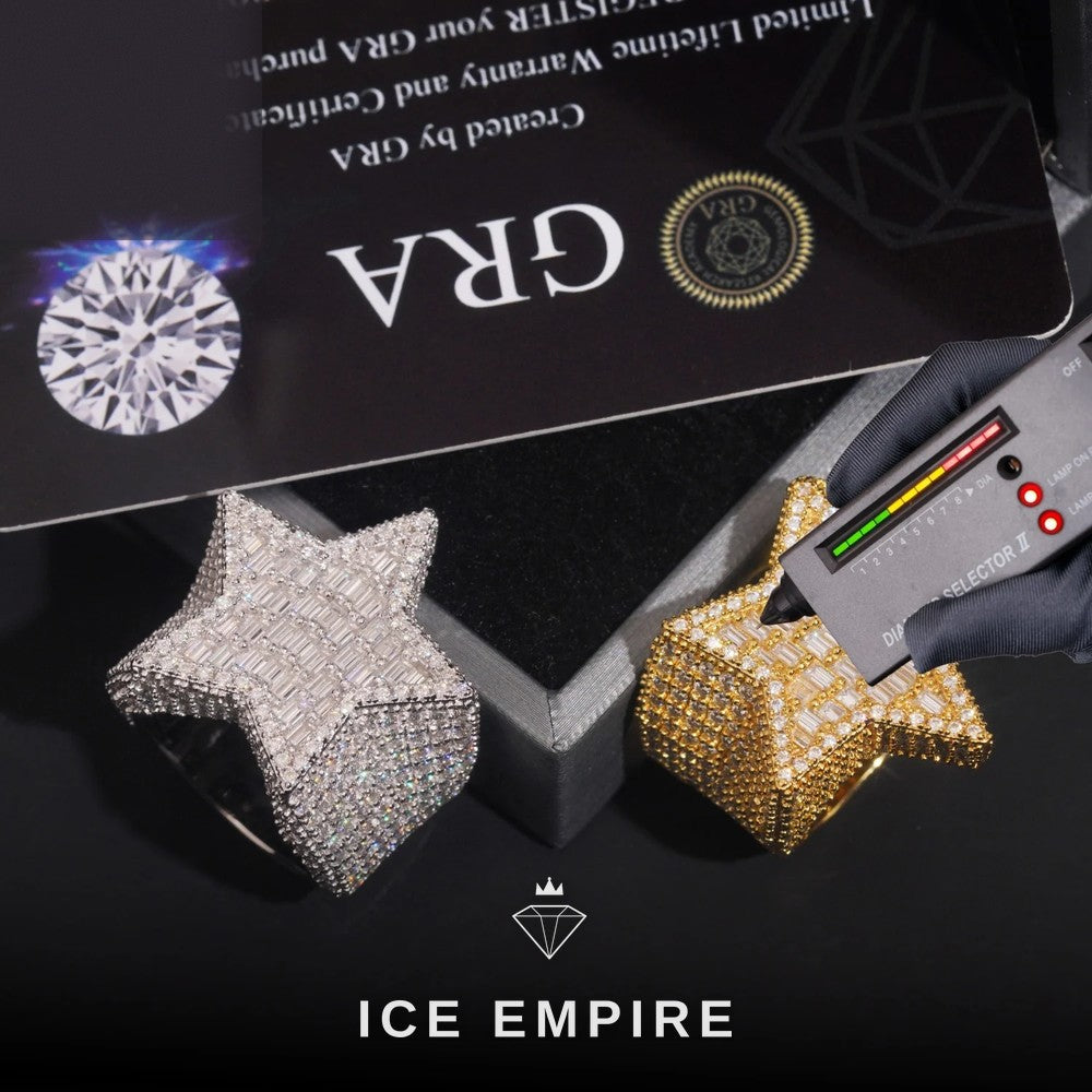 Iced Out Baguette Rose Gold Plated Moissanite Ring