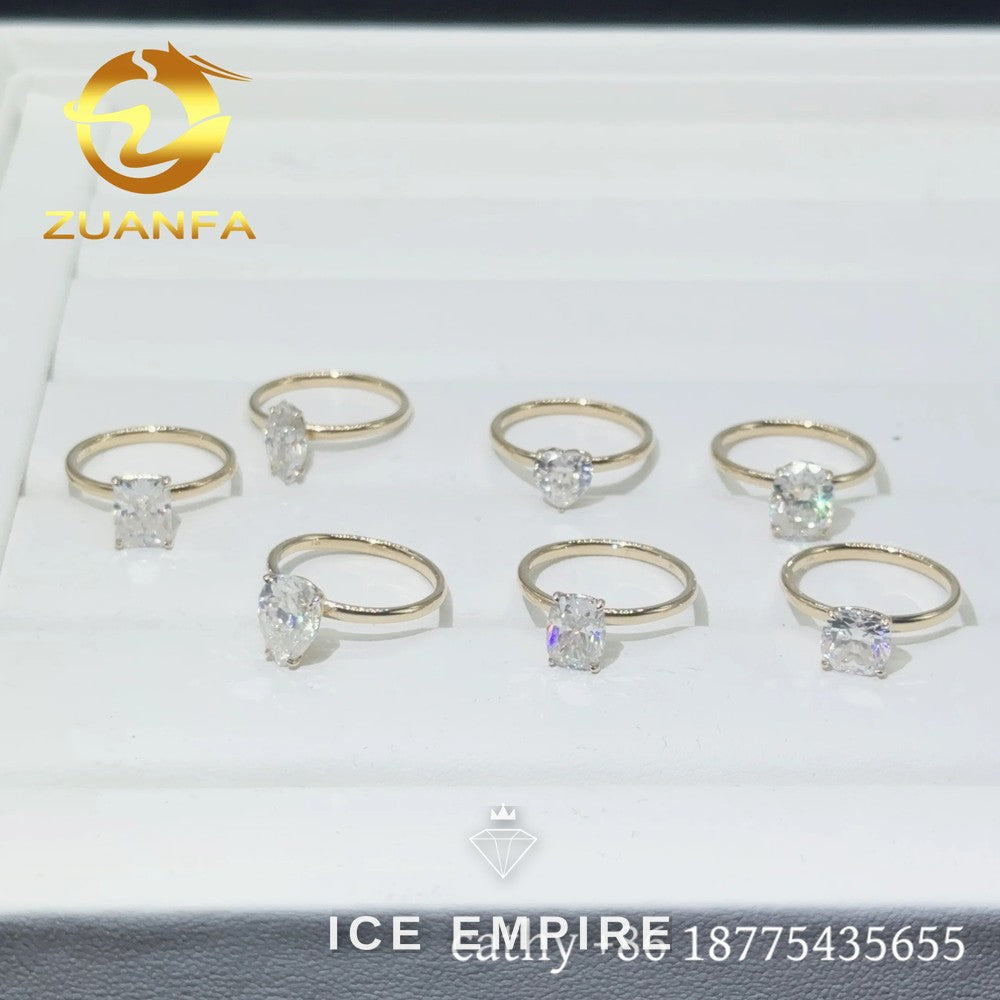 Iced Out 14K Gold Moissanite Engagement Ring