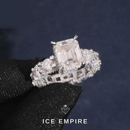 Iced Out 925 Silver Moissanite Wedding Band