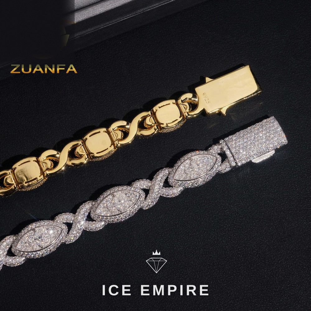 Iced Out 925 Silver Moissanite Cuban Chain
