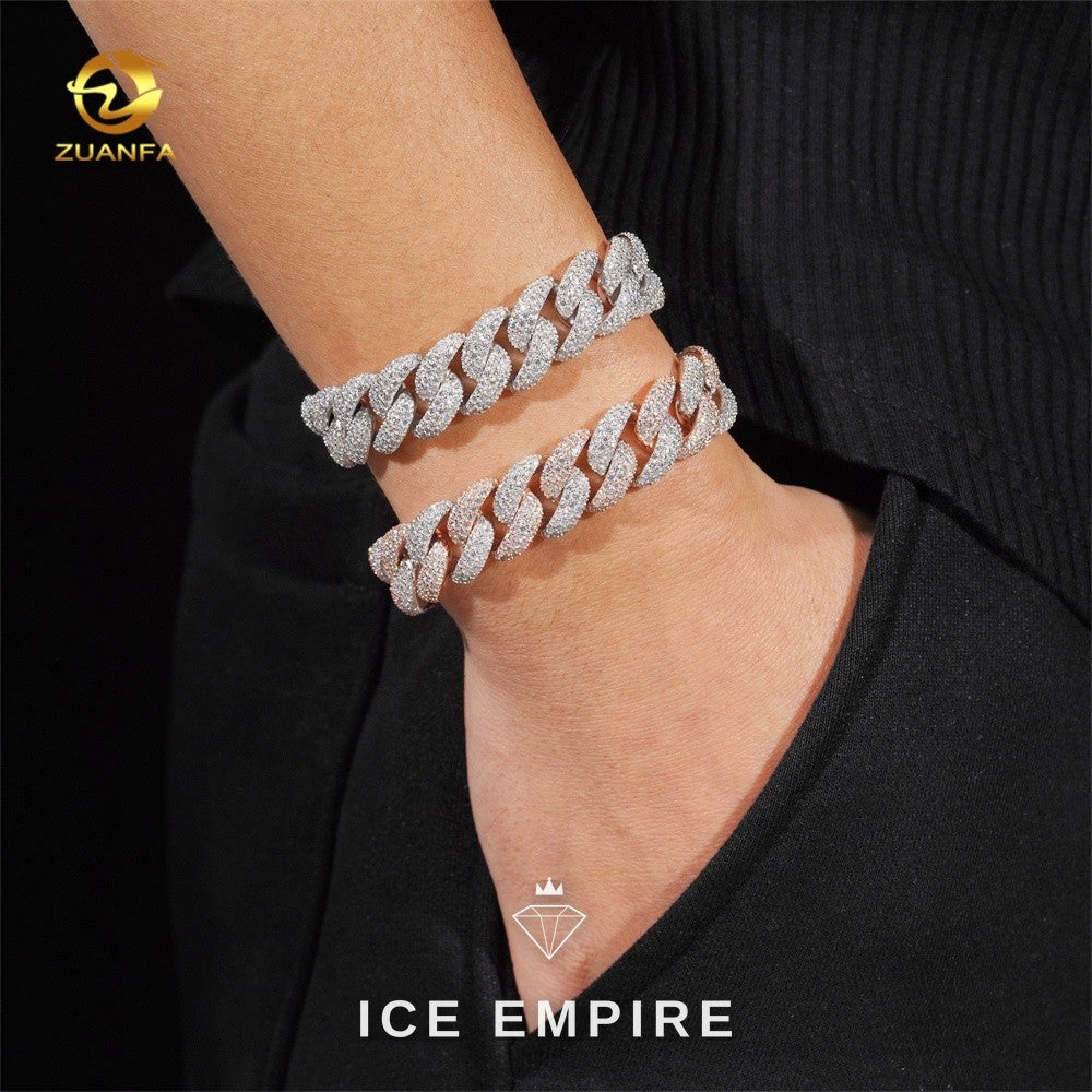 Iced Out Rose Gold Plated Moissanite Cuban Chain