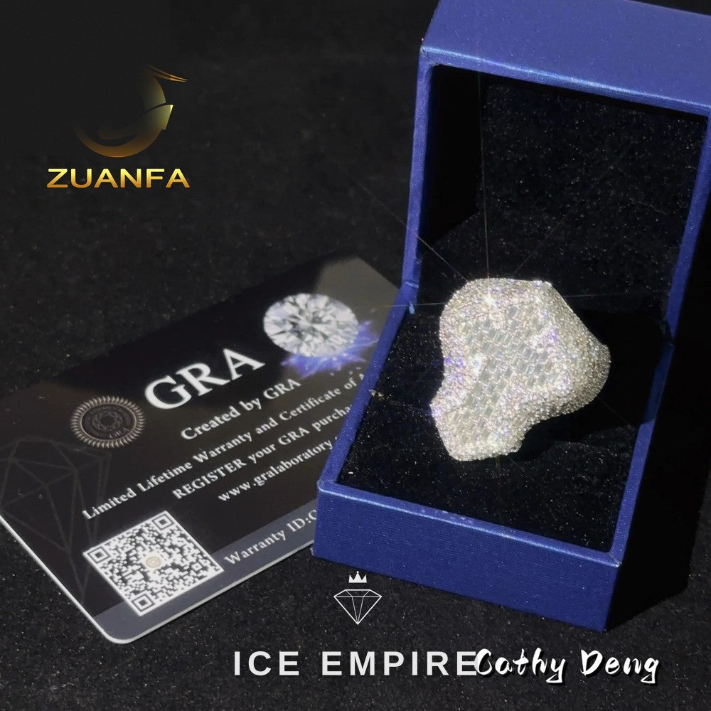 Iced Out Baguette 925 Silver Moissanite Ring