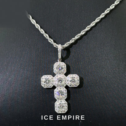 Iced Out Cross Rose Gold Plated Moissanite Rope Chain