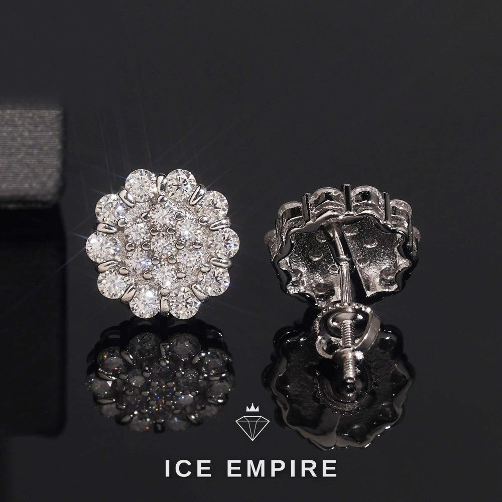 Iced Out Rose Gold Plated Moissanite Stud Earrings