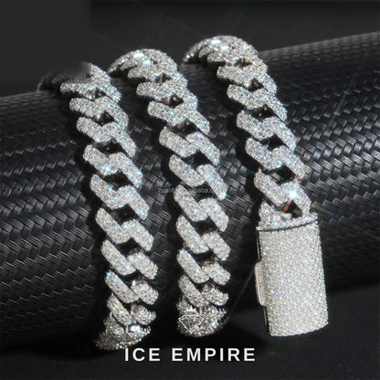 Iced Out 925 Silver Moissanite Cuban Chain