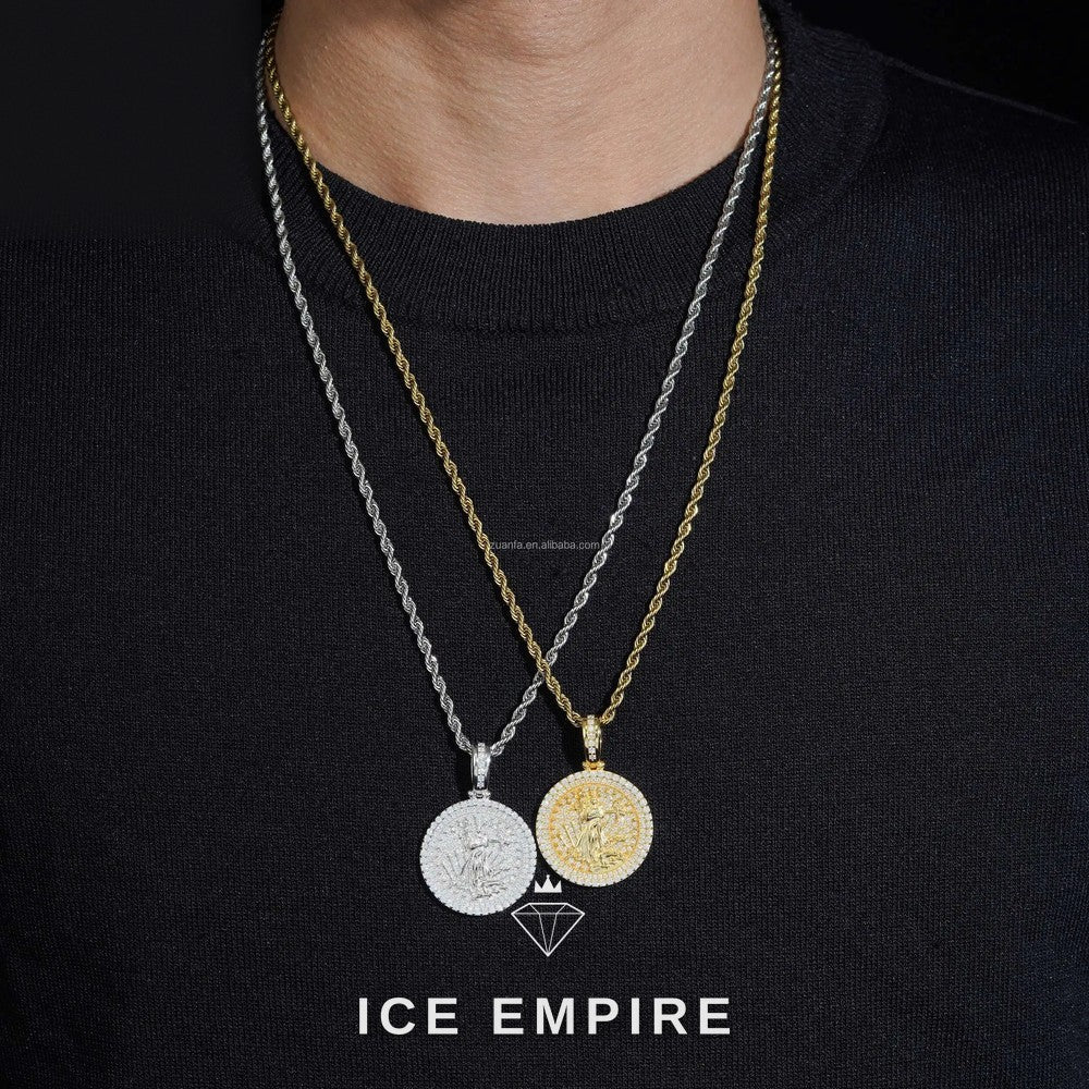 Iced Out 14K Gold Moissanite Pendant
