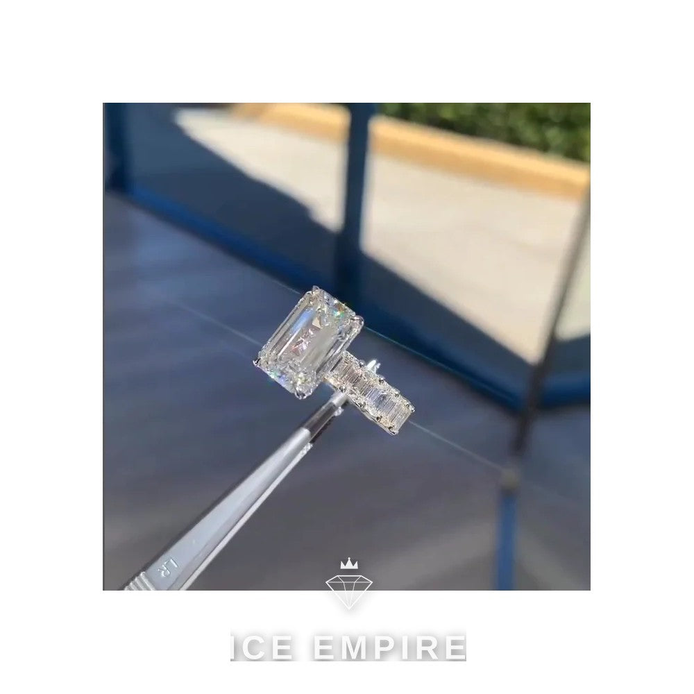 Iced Out 18K Gold Moissanite Engagement Ring