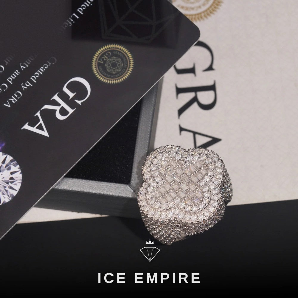 Iced Out Baguette Rose Gold Plated Moissanite Ring