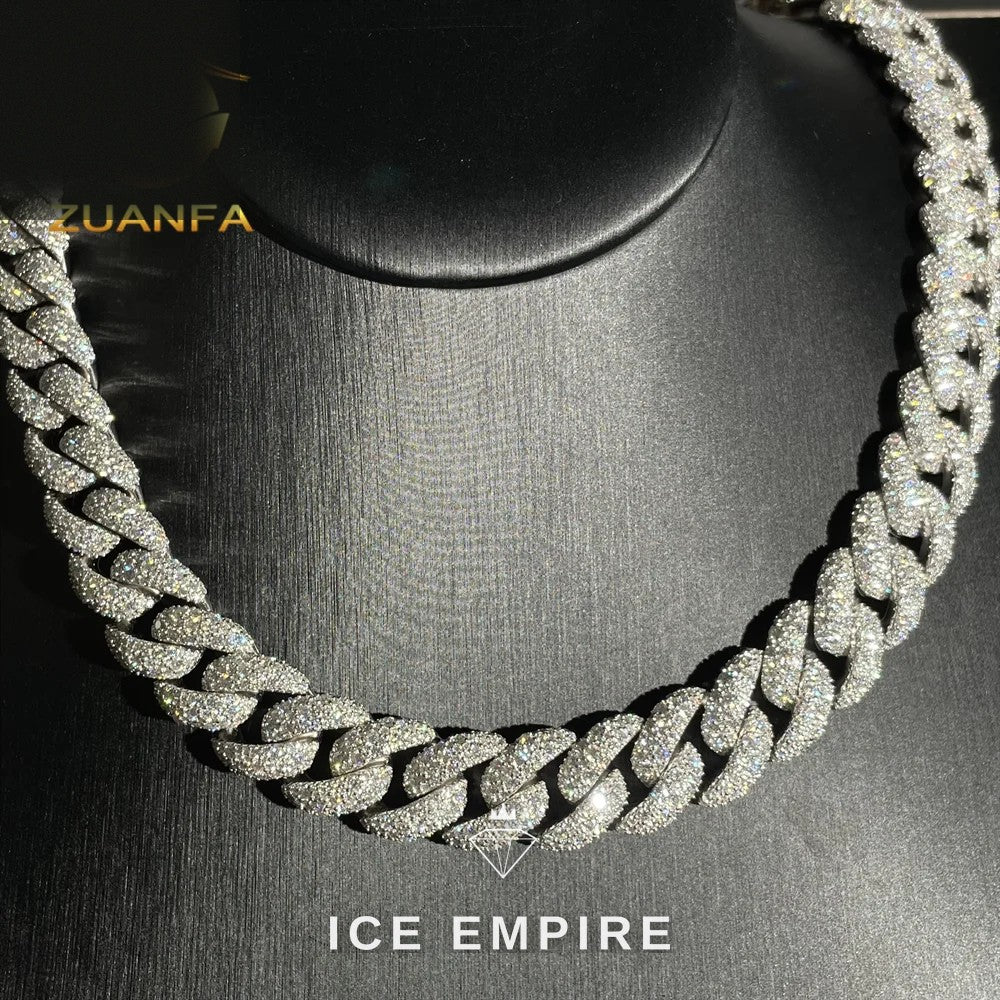 Iced Out 925 Silver Moissanite Cuban Chain