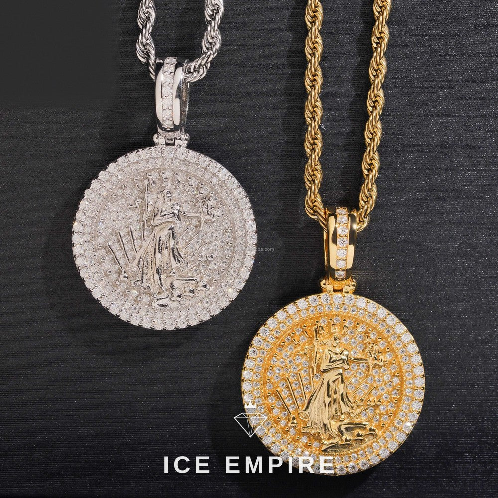 Iced Out 14K Gold Moissanite Pendant