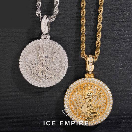 Iced Out 14K Gold Moissanite Pendant