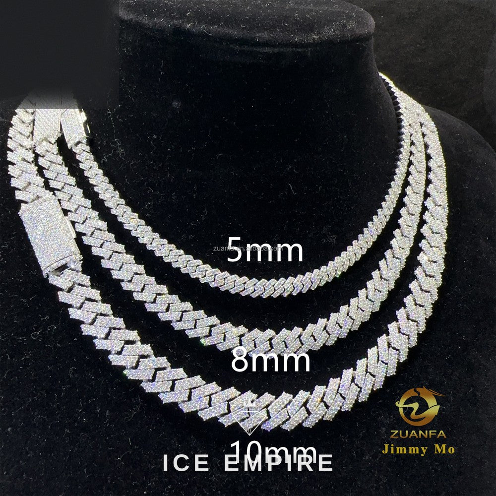 Iced Out 925 Silver Moissanite Cuban Chain