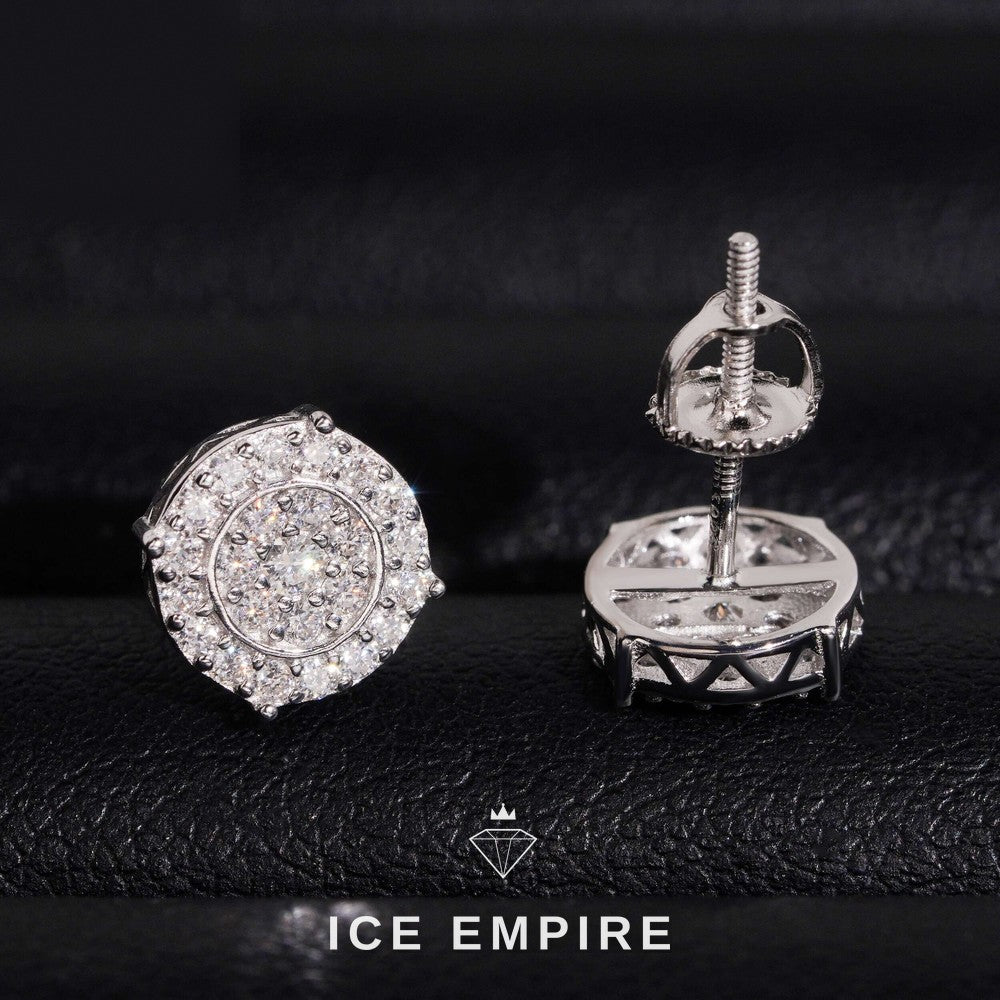 Iced Out 925 Silver Moissanite Stud Earrings