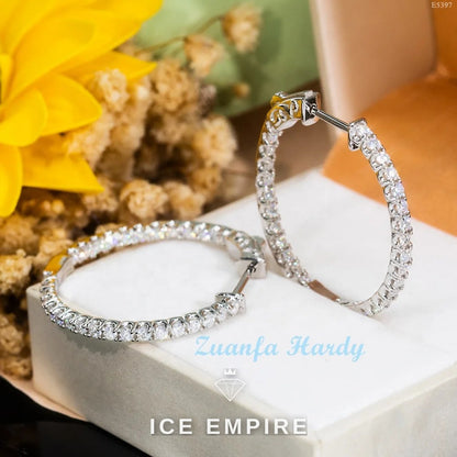 Iced Out Rose Gold Plated Moissanite Hoop Earrings