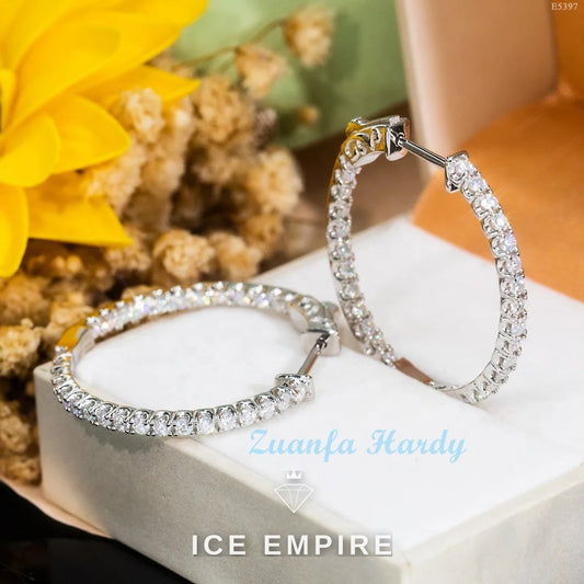 Iced Out Rose Gold Plated Moissanite Hoop Earrings