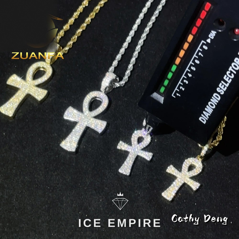 Iced Out Cross Rose Gold Plated Pendant