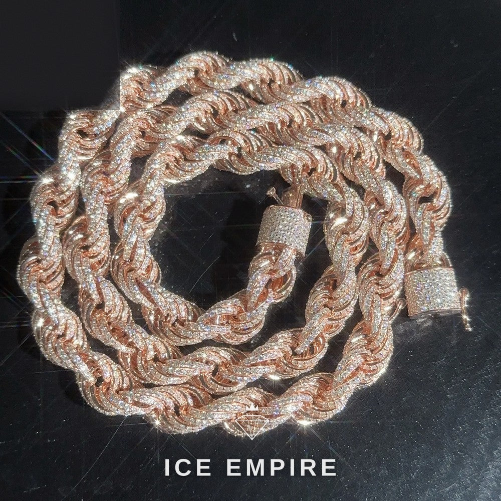 Iced Out Rose Gold Plated Moissanite Cuban Chain
