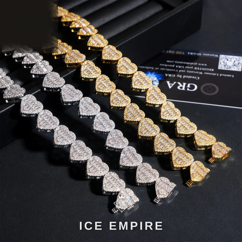 Iced Out Baguette Rose Gold Plated Moissanite Cuban Chain
