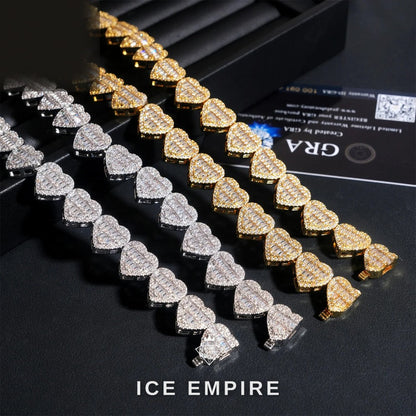 Iced Out Baguette Rose Gold Plated Moissanite Cuban Chain