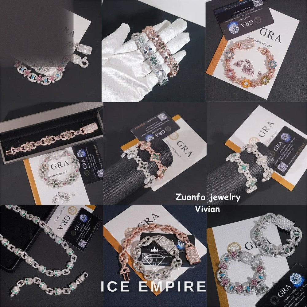 Iced Out 925 Silver Moissanite Cuban Chain