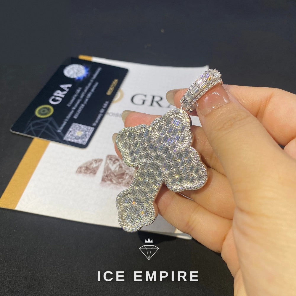 Iced Out Baguette Rose Gold Plated Moissanite Pendant