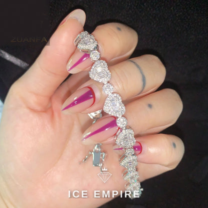 Iced Out Baguette 925 Silver Moissanite Cuban Chain
