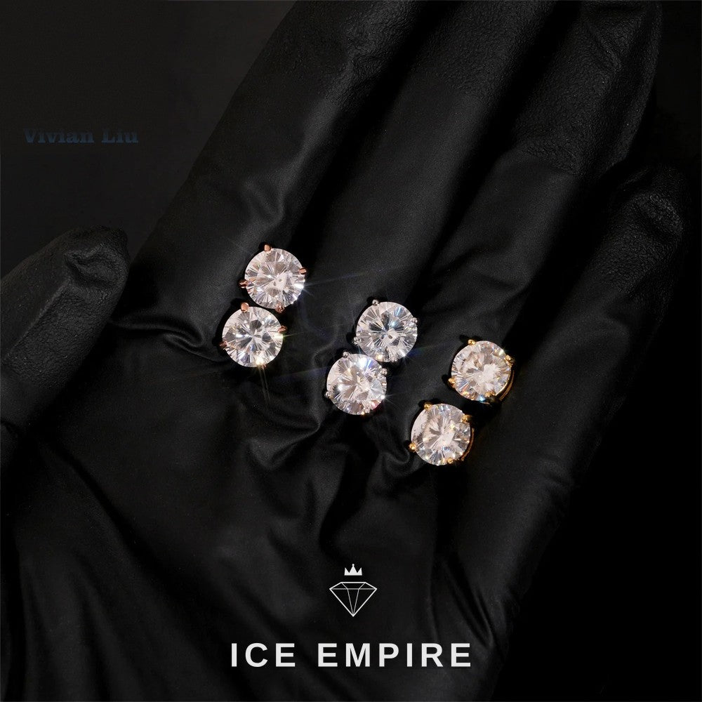 Iced Out 925 Silver Moissanite Stud Earrings