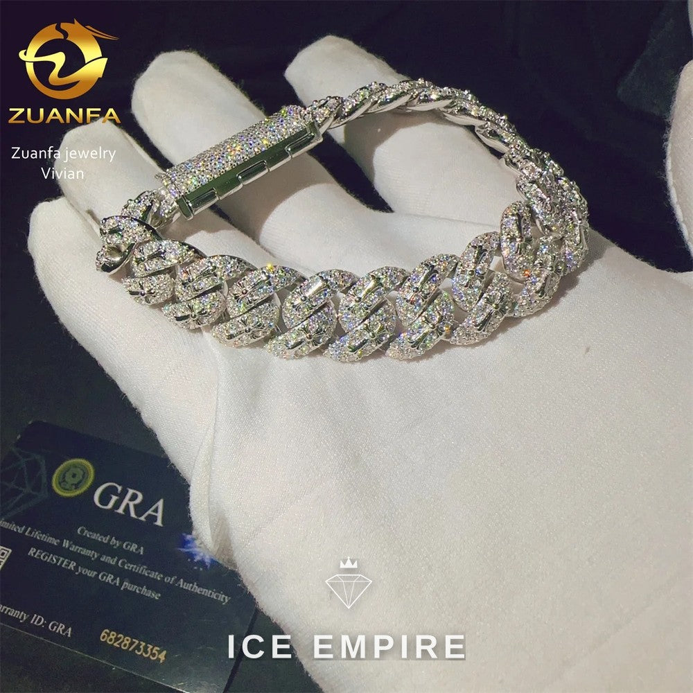 Iced Out 925 Silver Moissanite Cuban Chain