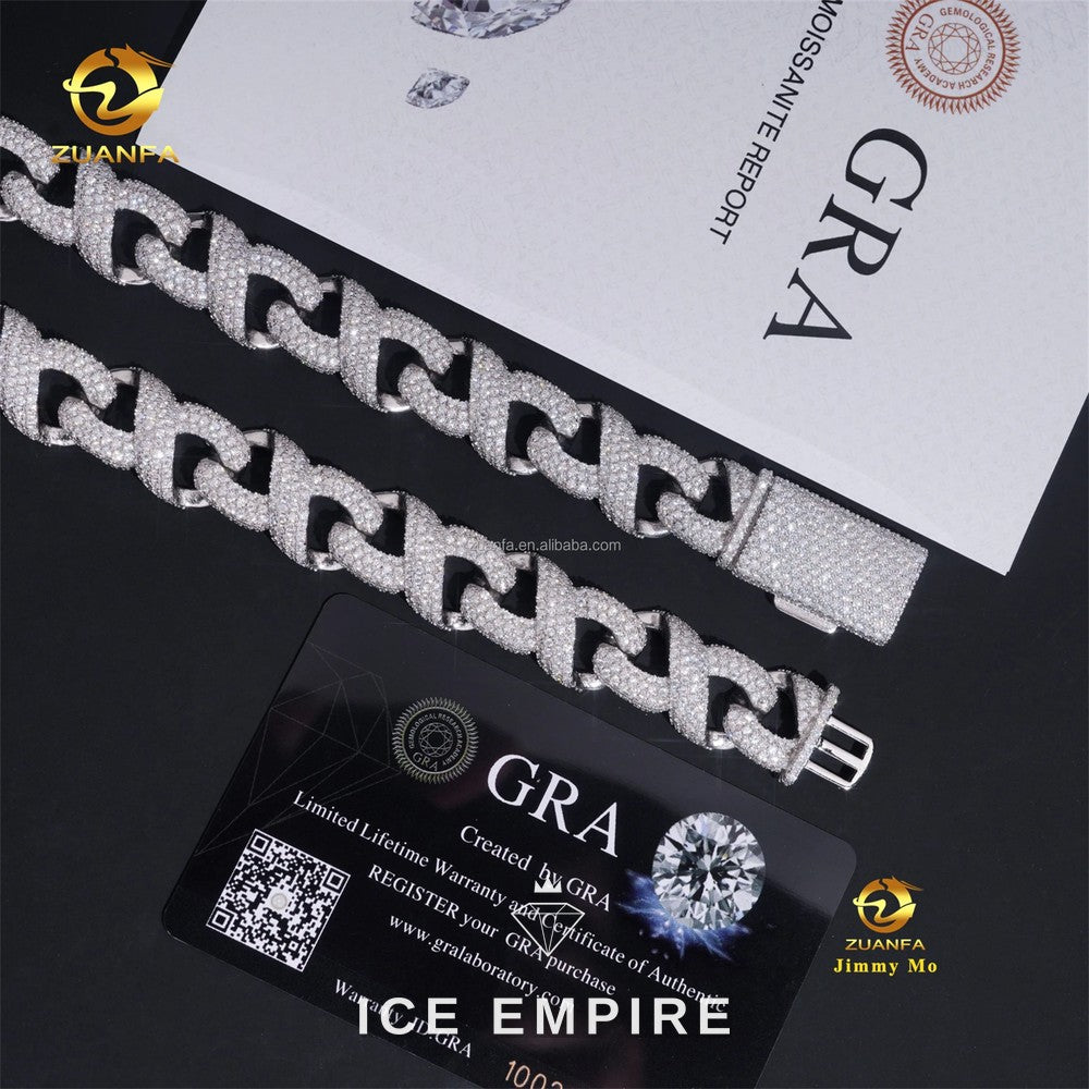 Iced Out 925 Silver Moissanite Cuban Chain