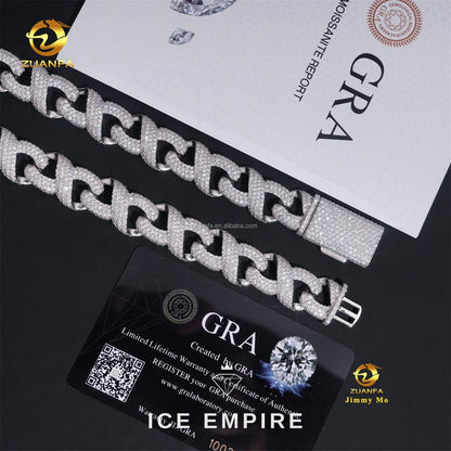 Iced Out 925 Silver Moissanite Cuban Chain