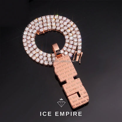 Iced Out Baguette Rose Gold Plated Moissanite Pendant
