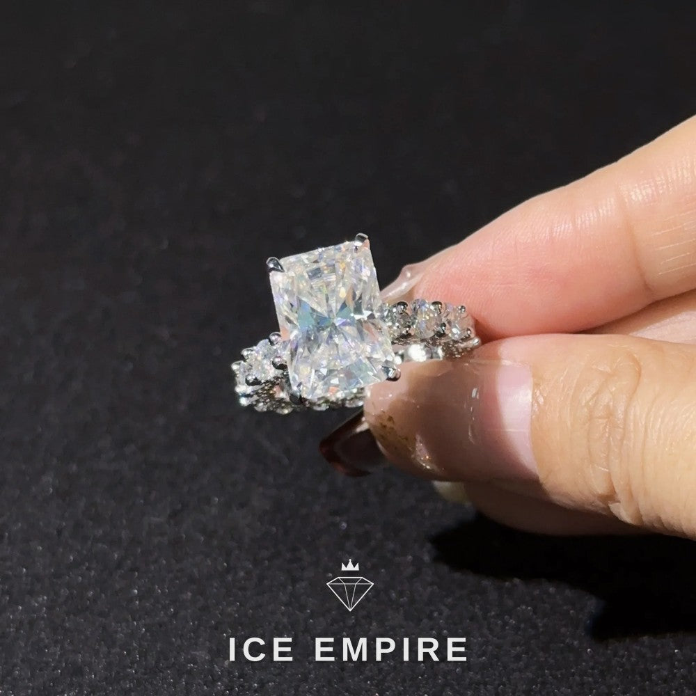 Iced Out 925 Silver Moissanite Wedding Band