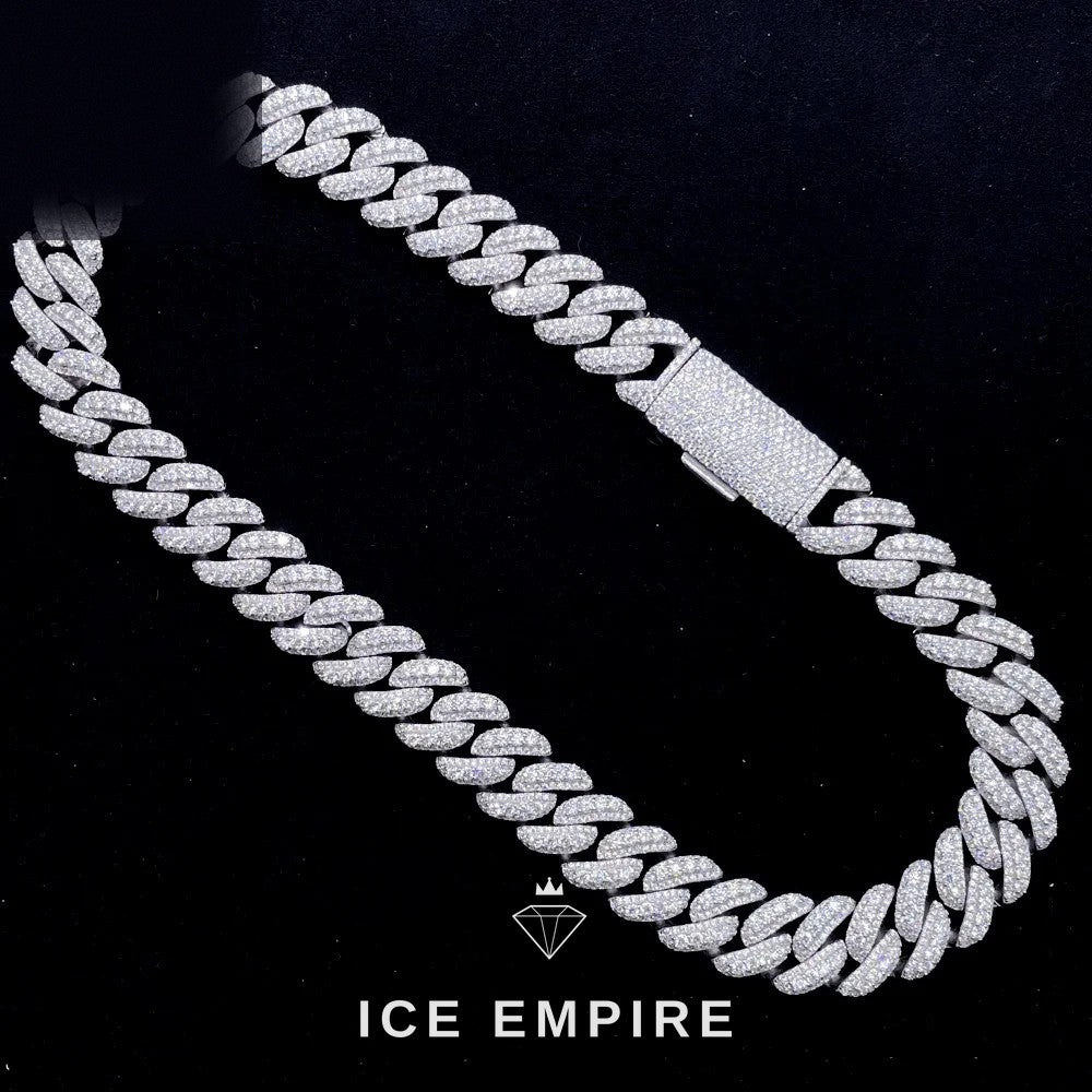 Iced Out 925 Silver Moissanite Cuban Chain