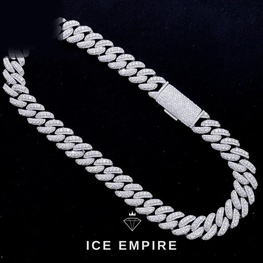 Iced Out 925 Silver Moissanite Cuban Chain