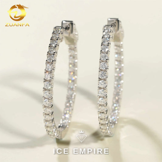 Iced Out Gold Plated Moissanite Hoop Earrings